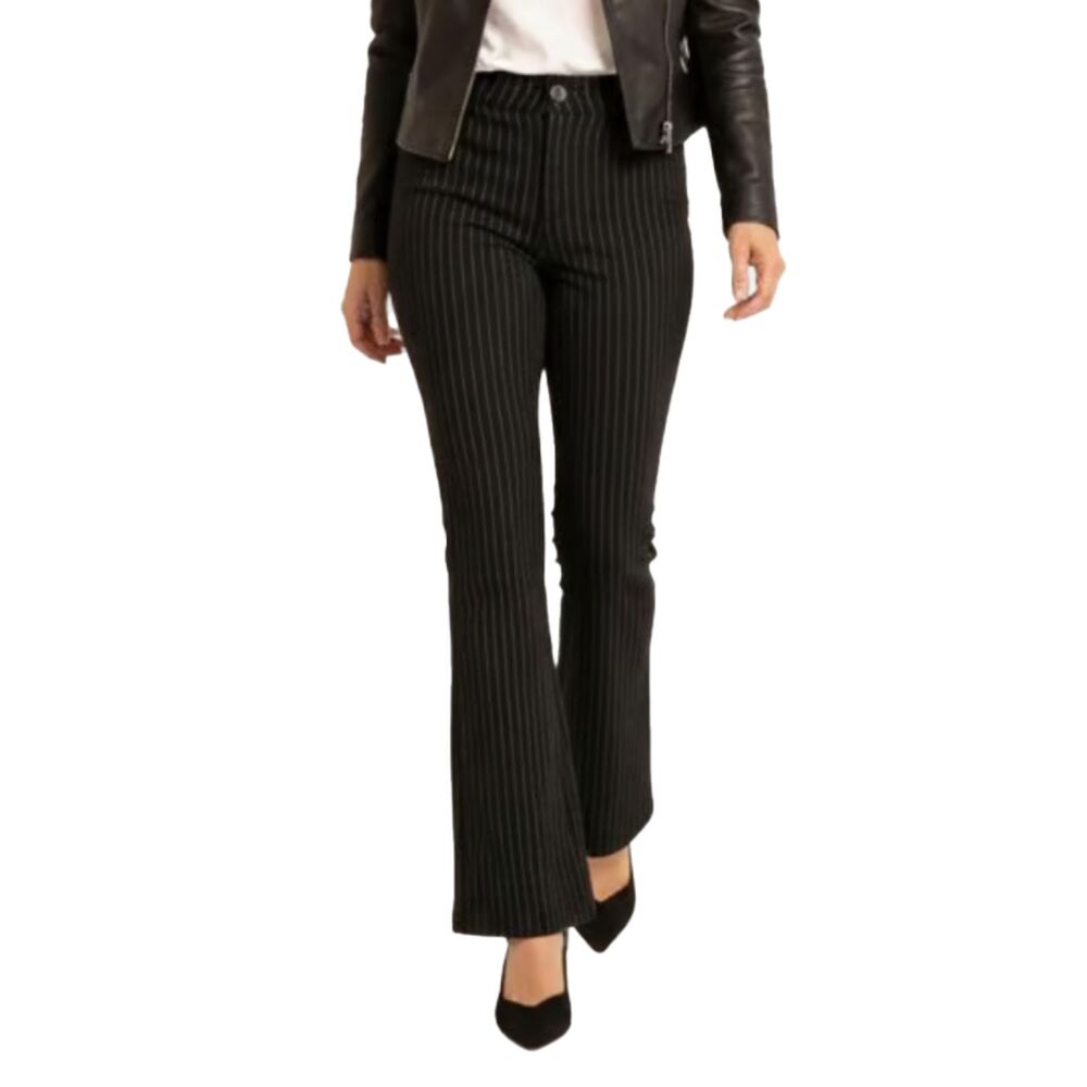 L'Agence Selma High Rise Black Silver Glitter Stripe Bootcut Pants, Size 28